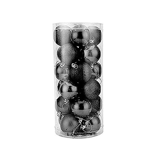 FeiliandaJJ Weihnachtskugeln Schwarz Weihnachtsdeko Set 24Pcs 4cm Kunststoff Bruchsicher Weihnachtsbaumkugeln Glänzend Glitzernd Matt Christbaumkugeln Weihnachtsbaum Deko Christbaumschmuck (A) von FeiliandaJJ(TM)