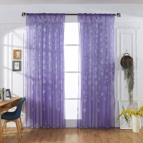 FeiliandaJJ 100x200cm Voile Vorhang Weihnachten Schneeflocke Transparente Gardinen Atmungsaktiv Ösenschal Gardinenschals Wohnzimmer Schlafzimmer Kinderzimmer Vorhänge von FeiliandaJJ