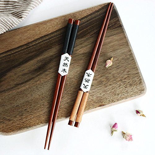 FeiliandaJJ 2 Paar Handgefertigte Essstäbchen Japanische Natürliche Chestnut Wood Essstäbchen Set Wert Geschenk für Weihnachten Neujahr Valentinstag (Braun) von FeiliandaJJ