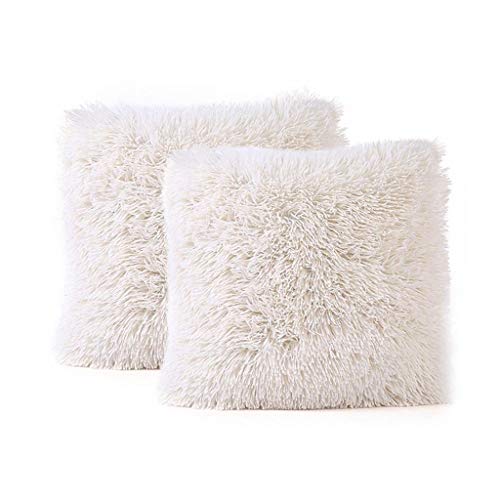 FeiliandaJJ 2er Set Dekorativ Kissenbezug 40x40cm,Einfarbig Plüsch Weich Kopfkissenbezug Kissenhülle,Sofakissenbezüge Pillowcase 16x16 für Couch Wohnzimmer Sofa Bed Auto (Beige) von FeiliandaJJ