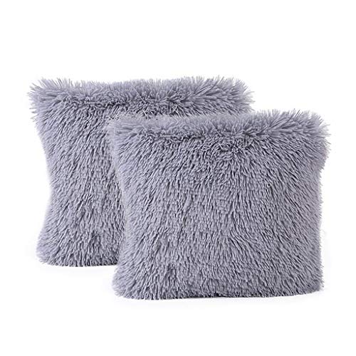 FeiliandaJJ 2er Set Dekorativ Kissenbezug 40x40cm,Einfarbig Plüsch Weich Kopfkissenbezug Kissenhülle,Sofakissenbezüge Pillowcase 16x16 für Couch Wohnzimmer Sofa Bed Auto (Grau) von FeiliandaJJ