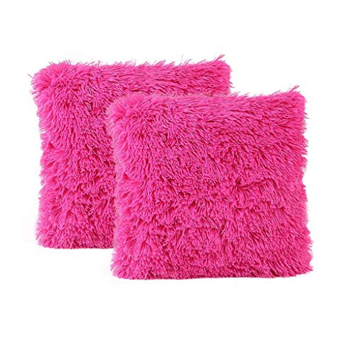 FeiliandaJJ 2er Set Dekorativ Kissenbezug 40x40cm,Einfarbig Plüsch Weich Kopfkissenbezug Kissenhülle,Sofakissenbezüge Pillowcase 16x16 für Couch Wohnzimmer Sofa Bed Auto (Rosa) von FeiliandaJJ