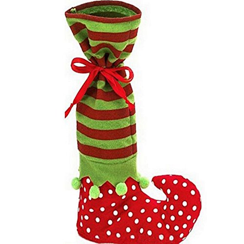 FeiliandaJJ 35x20cm Weihnachtsstrumpf Nikolausstiefel Geschenktaschen Weihnachten Party Süßigkeiten Tasche Retro Klassisch Kamin Weihnachtsbaum Deko Stoff Geschenktüten Weihnachtstüten (Rot) von FeiliandaJJ