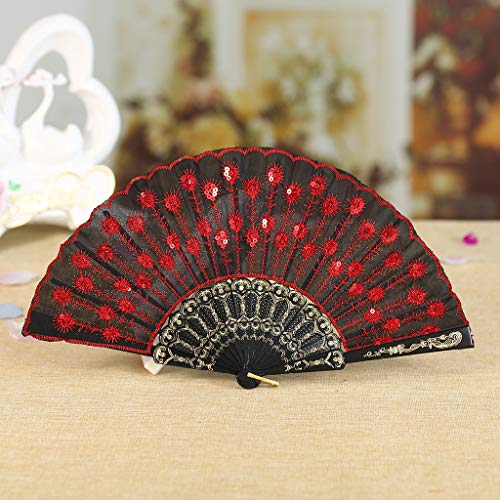 FeiliandaJJ Chinesischer Stil Faltfächer Handfächer Damen Elegant Adel Vintage Fächer für Hochzeits Party Dekoration Geschenk Ethnischer Tanz Chinesisches Kung Fu Sommer Lüfter von FeiliandaJJ