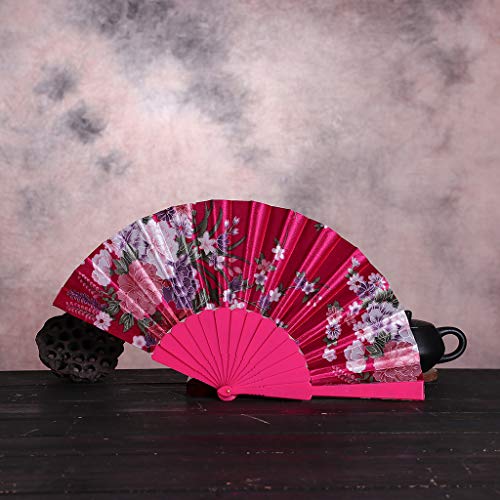 FeiliandaJJ Chinesischer Stil Faltfächer Handfächer Vintage Damen Elegant Fächer für Hochzeits Party Dekoration Geschenk Ethnischer Tanz Chinesisches Kung Fu Sommer Lüfter (Pink) von FeiliandaJJ