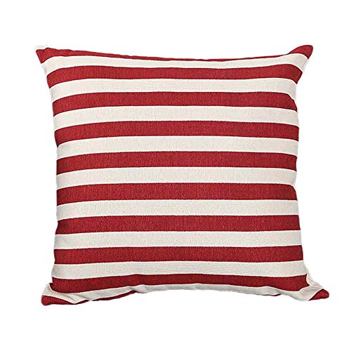 FeiliandaJJ Decorative Kissenbezug 45x45cm,Leinen Streifen Zierkissenbezüge Wohnzimmer Sofa Bed Home Kissenhülle Super weich Pillowcases Pillows Cover Taille Wurf Kissenbezüge (rot) von FeiliandaJJ