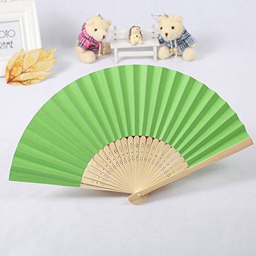 FeiliandaJJ Einfarbig Papier Faltfächer Handfächer Chinesischer Stil Vintage Fächer für Sommer Anlässen Hochzeitsgeschenk Party Dekoration Geschenk Ethnischer Tanz Chinesisches Kung Fu (Grün) von FeiliandaJJ