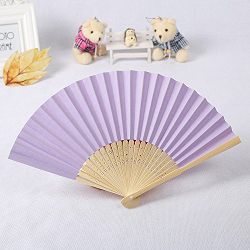 FeiliandaJJ Einfarbig Papier Faltfächer Handfächer Chinesischer Stil Vintage Fächer für Sommer Anlässen Hochzeitsgeschenk Party Dekoration Geschenk Ethnischer Tanz Chinesisches Kung Fu (Lila) von FeiliandaJJ