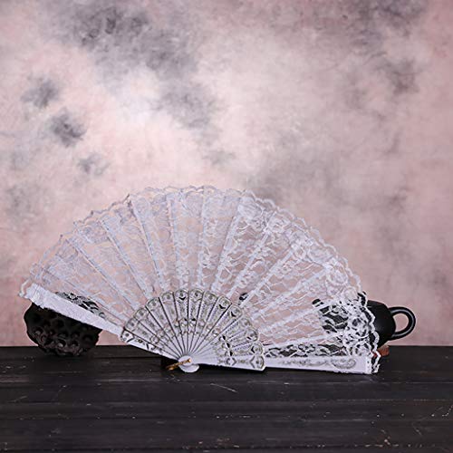 FeiliandaJJ Faltfächer Handfächer Damen Elegant Adel Vintage Chinesischer Stil Fächer für Hochzeits Party Dekoration Geschenk Ethnischer Tanz Chinesisches Kung Fu Sommer Lüfter (Weiß) von FeiliandaJJ