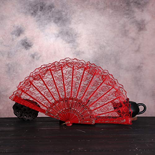 FeiliandaJJ Faltfächer Handfächer Damen Elegant Adel Vintage Chinesischer Stil Fächer für Hochzeits Party Dekoration Geschenk Ethnischer Tanz Chinesisches Kung Fu Sommer Lüfter (rot) von FeiliandaJJ