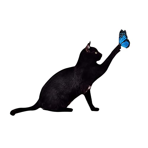 FeiliandaJJ Gartenstecker Katze und Schmetterling Schwarz Acryl Katze Gartenfigur zur Gartendekoration Gartenstecker Gartendeko für Hinterhöfe Gärten Rasen Outdoor Dekoration von FeiliandaJJ