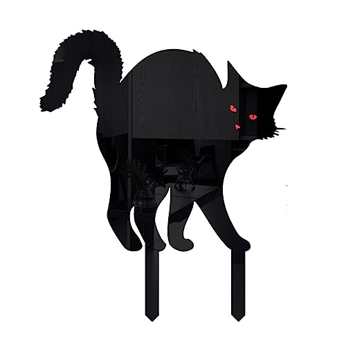 FeiliandaJJ Gartenstecker Katze und Schmetterling Schwarz Acryl Katze Gartenfigur zur Gartendekoration Gartenstecker Gartendeko für Hinterhöfe Gärten Rasen Outdoor Dekoration von FeiliandaJJ