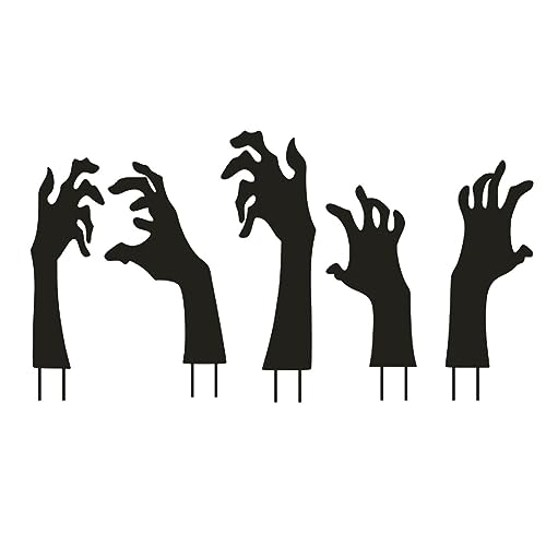 FeiliandaJJ Gartenstecker Teufelshand 5er Set, Horror Metall Gartenfigur zur Halloween Deko Garten, Thriller Halloween Dämonen Hand Gartenstecker Gartendeko für Gärten Rasen Outdoor von FeiliandaJJ