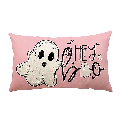 FeiliandaJJ Halloween Kissenbezug 30x50cm Rosa Weiche Kissenhülle mit Gruselig Muster Niedliche Halloween Sofakissen Dekokissen für Schlafzimmer Wohnzimmer Sofa Bed von FeiliandaJJ