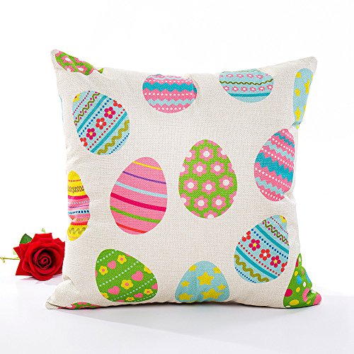 FeiliandaJJ Happy Easter Pillowcase, kissenhülle Kopfkissenbezug Kissenbezug Ostern Kaninchen Drucken Super weich Sofakissen für Wohnzimmer Sofa Bed Home,45x45cm (D) von FeiliandaJJ