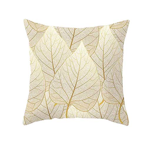 FeiliandaJJ Kissenbezug 45x45cm,Gold Blätter Drucken Muster Kopfkissenbezug, Super Weich Polyester Kissenhülle,Deko Sofakissenbezüge Pillowcase für Couch Wohnzimmer Sofa Bed Auto, 18x18 (O) von FeiliandaJJ