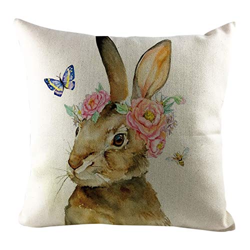 FeiliandaJJ Kissenbezug 45x45cm Leinen Ostern Drucken kissenhülle Kopfkissenbezug Pillowcase Super weich Sofakissen für Wohnzimmer Sofa Bed Home (F) von FeiliandaJJ