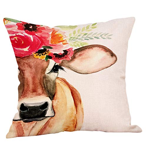 FeiliandaJJ Kissenbezug Kissenhülle Kopfkissenbezug Tiere Ölgemälde Kuh Drucken Super Weich Home Dekoration Pillowcase Sofakissen für Wohnzimmer Sofa Bed,45x45cm (A) von FeiliandaJJ