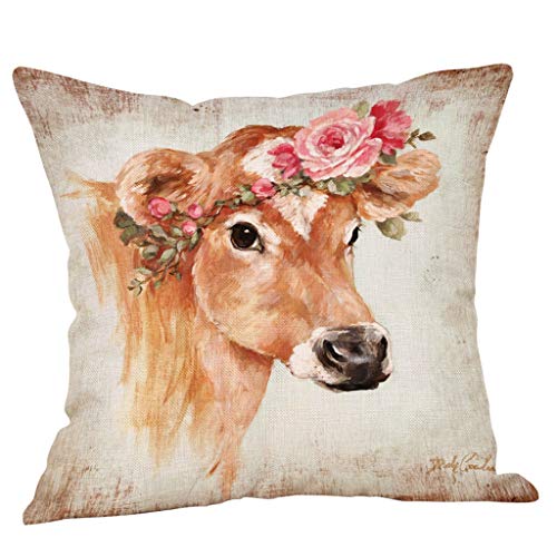 FeiliandaJJ Kissenbezug Ölgemälde Kuh Muster Kissenhülle Kopfkissenbezug Home Dekoration Pillowcase Super Weich Sofakissen für Wohnzimmer Sofa Bed,45x45cm (A) von FeiliandaJJ