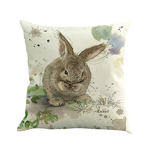 FeiliandaJJ Kissenbezug Ostern, Kaninchen Drucken Kissenhülle Kopfkissenbezug Home Dekoration Pillowcase Super Weich Sofakissen für Wohnzimmer Sofa Bed,45x45cm (D) von FeiliandaJJ