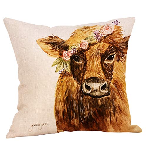 FeiliandaJJ Kissenbezug Tier Ölgemälde Kuh Muster Kissenhülle Super Weich Home Dekoration Kopfkissenbezug Pillowcase Sofakissen für Wohnzimmer Sofa Bed,45x45cm (B) von FeiliandaJJ