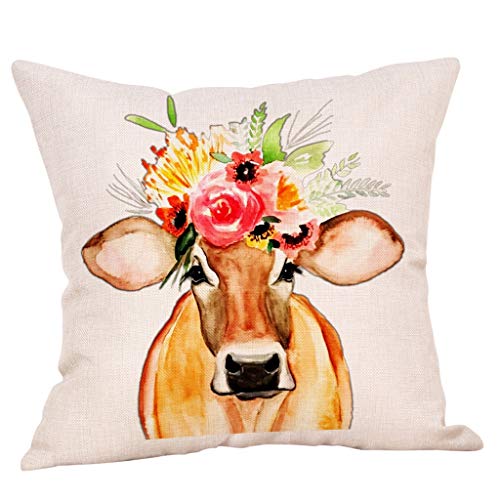 FeiliandaJJ Kissenbezug Tier Ölgemälde Kuh Muster Kissenhülle Super Weich Home Dekoration Kopfkissenbezug Pillowcase Sofakissen für Wohnzimmer Sofa Bed,45x45cm (F) von FeiliandaJJ