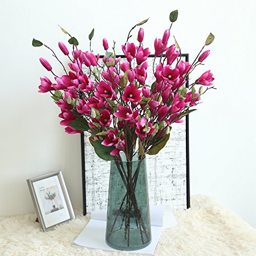 FeiliandaJJ Künstliche Blumen Deko,1 Stück 9 Köpfe Magnolie Unechte Blumen Gefälschte Blumen Künstliche Pflanze Hochzeit Garten Brautstrauß Wohnzimmer DIY Home Dekor Party Blumenarrangement (Pink) von FeiliandaJJ