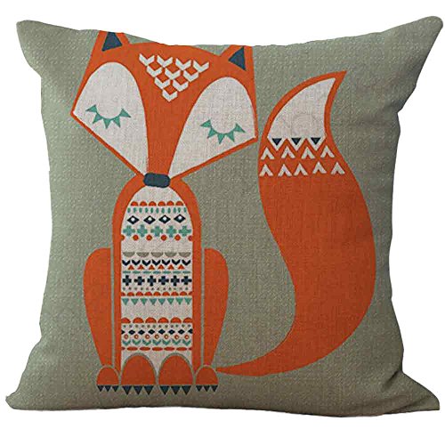 FeiliandaJJ Pillowcase, Kissenbezug kissenhülle Kopfkissenbezug Weihnachten Dekoration Cute Fuchs Leinen Super weich Sofakissen für Wohnzimmer Sofa Bed Home,45x45cm (B) von FeiliandaJJ