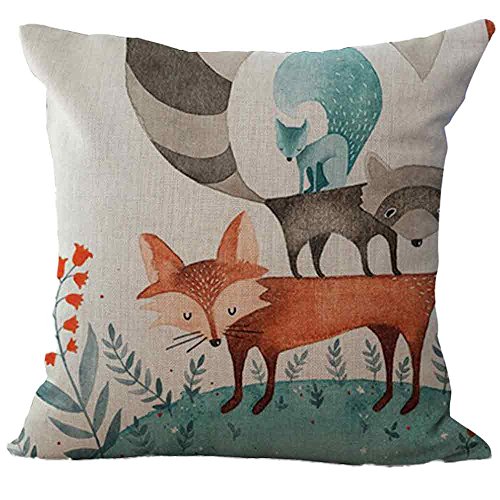 FeiliandaJJ Pillowcase, Kissenbezug kissenhülle Kopfkissenbezug Weihnachten Dekoration Cute Fuchs Leinen Super weich Sofakissen für Wohnzimmer Sofa Bed Home,45x45cm (D) von FeiliandaJJ