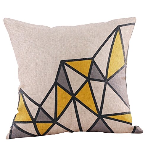 FeiliandaJJ Pillowcase, kissenhülle Kopfkissenbezug Weihnachten Dekoration Kissenbezug Gelb Geometrie Muster Leinen Super weich Sofakissen für Wohnzimmer Sofa Bed Home,45x45cm (C) von FeiliandaJJ