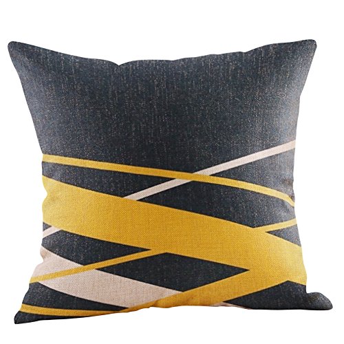 FeiliandaJJ Pillowcase, kissenhülle Kopfkissenbezug Weihnachten Dekoration Kissenbezug Gelb Geometrie Muster Leinen Super weich Sofakissen für Wohnzimmer Sofa Bed Home,45x45cm (E) von FeiliandaJJ