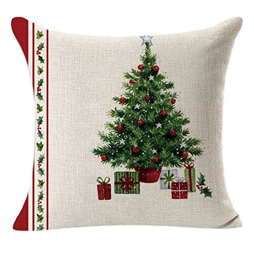 FeiliandaJJ Pillowcase Christmas, kissenhülle Kopfkissenbezug Weihnachten Dekoration Kissenbezug Beige Baumwolle Super weich Sofakissen für Wohnzimmer Sofa Bed Home,45x45cm (A) von FeiliandaJJ