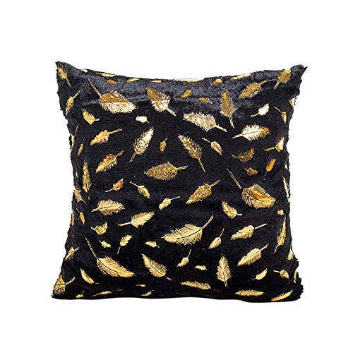 FeiliandaJJ Pillowcases 45x45cm,Decorative Kissenbezug Feather Bronzing Goldfolie drucken Zierkissenbezüge Wohnzimmer Sofa Bed Home Kissenhülle Super weich Pillows Cover Taille Wurf (Schwarz) von FeiliandaJJ