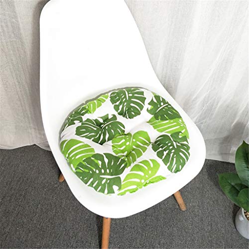 FeiliandaJJ Stuhlkissen Rund Baumwolle Weich Sitzkissen Büro Auto Rollstuhl Haushalt Garten Tatami Kissen Bodenkissen Auflage Sitzauflage für Indoor und Outdoor (40X40CM, Grün Blatt) von FeiliandaJJ