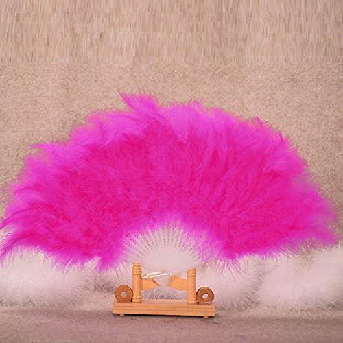 FeiliandaJJ Tanzparty Showgirl Faltfächer Handfächer Damen Vintage Elegant Feder Chinesischer Stil für Hochzeits Party Dekoration Geschenk Ethnischer Tanz Chinesisches Kung Fu Sommer Lüfter (Pink) von FeiliandaJJ