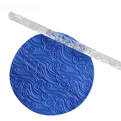 FeiliandaJJ Teigroller Fondant Transparentem Acryl Geschnitzten Nudelholz Prägerolle Fondant roller Backzubehör Werkzeug für Bäcker Fondant Pie Crust Cookie & Teig von FeiliandaJJ