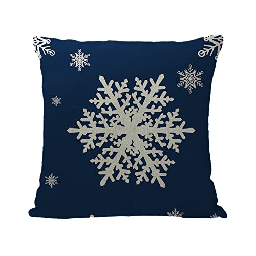 FeiliandaJJ Weihnachtskissen Kissen Weihnachten Kissenbezug KissenhüLle Weihnachtskissenbezug Dekokissen Xmas Deko Schneeflocke Hirsch Blau Christmas Pillow Cushion Covers Leinen 45x45 cm von FeiliandaJJ