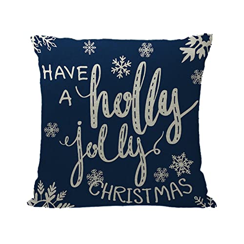 FeiliandaJJ Weihnachtskissen Kissen Weihnachten Kissenbezug KissenhüLle Weihnachtskissenbezug Dekokissen Xmas Deko Schneeflocke Hirsch Blau Christmas Pillow Cushion Covers Leinen 45x45 cm von FeiliandaJJ