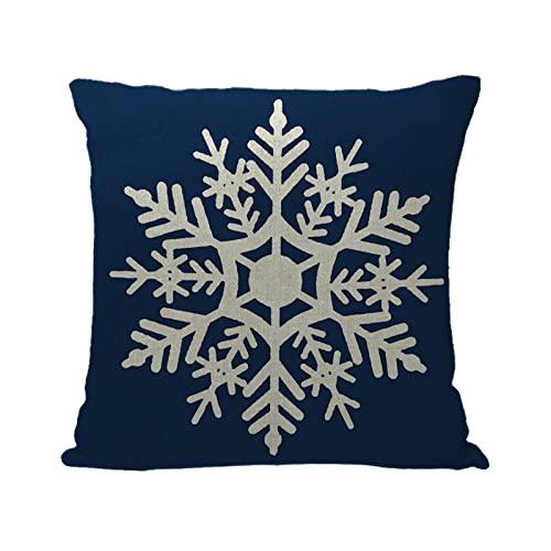 FeiliandaJJ Weihnachtskissen Kissen Weihnachten Kissenbezug KissenhüLle Weihnachtskissenbezug Dekokissen Xmas Deko Schneeflocke Hirsch Blau Christmas Pillow Cushion Covers Leinen 45x45 cm von FeiliandaJJ