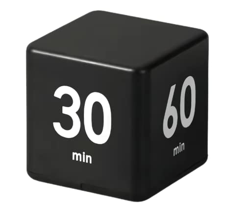 Feilifan Cube Timer, Küchentimer mit Schwerkraftsensor für Zeitmanagement und Countdown-Einstellungen (15-20-30-60 Minuten, Schwarz) von Feilifan