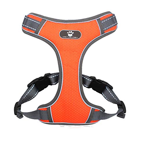 FEimaX Hundegeschirr für Große Hunde Einstellbare Anti Zug Geschirr Reflektierend Brustgeschirr No Pull Dog Harness für Kleine Mittelgroße Hunde, Weich Mesh Atmungsaktiv Brustgeschirr (S, Orange) von FEimaX