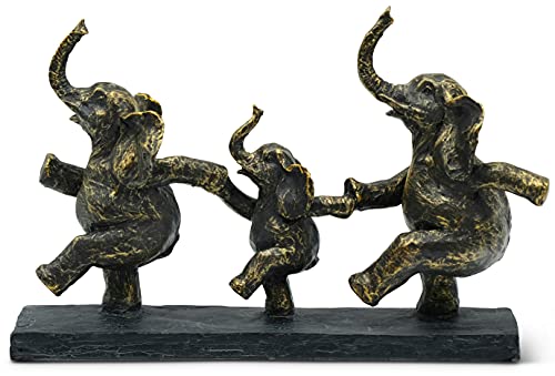 FeinKnick Dekofigur Elefanten “Familienspaß” - Skulptur als Deko Symbol für Freude in der Familie - Dekoration Elefant groß & handgefertigt aus Marmorit von FeinKnick