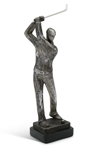 FeinKnick Golf Skulptur “The Perfect Swing” - Dekofigur Golfspieler als Inspiration & Trophäe - Dekoration handgefertigt aus Kunststein 34cm groß - Golfer-Statue als Schreibtisch Deko von FeinKnick