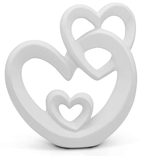 FeinKnick Harmonisches Herz zur Dekoration aus Keramik - modernes Dekoherz 23cm groß in Weiß - Deko in Herzform - Keramikherz von FeinKnick