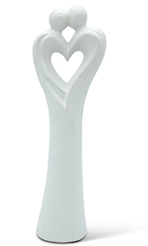 FeinKnick stilvolle Skulptur «Herz-Paar» - verliebtes Pärchen in Herzform aus Keramik in Weiß zur Dekoration - Moderne Deko Figur 28cm als Symbol für Liebe & Glück als hochwertiges Geschenk von FeinKnick