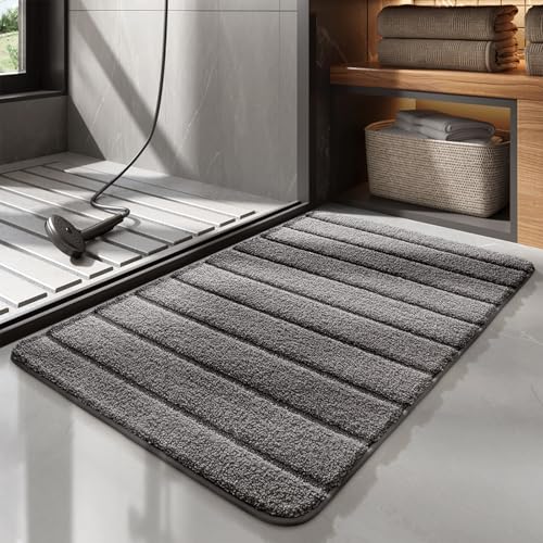 FeinKulturia Weich Badezimmerteppich 44 x 76 cm, rutschfest Waschbar Badematte Flauschige Hochflor Badteppich Mikrofaser Saugfähig Badvorleger Duschvorleger für Badewanne, Dusche und Badezimmer von FeinKulturia