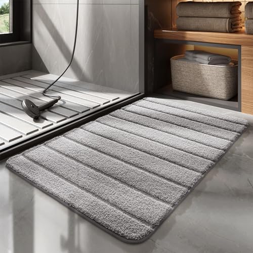 FeinKulturia Badezimmerteppich rutschfest 44x76 cm, Weicher Mikrofasern Badematte, Wasserabsorbierende Bath Mat, Maschinenwaschbar Badezimmermatte für Badewanne, Dusche und Badezimmer von FeinKulturia