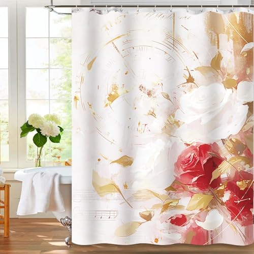 FeinKulturia Duschvorhang Textil 180x200 Blumen Verdickten Waschbar Anti Schimmel Wasserdicht Verdunkelnd Badewanne Vorhang Polyester Badvorhang mit 12 Duschvorhangringen und Beschwertem Saum FeinKulturia Duschvorhang Textil 180x200 Blumen Verdickten Waschbar Anti Schimmel Wasserdicht Verdunkelnd Badewanne Vorhang Polyester Badvorhang mit 12 Duschvorhangringen und Beschwertem Saum von FeinKulturia