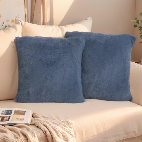 FeinKulturia Kissenbezug 40x40cm Künstlich Kaninchenpelz 2er Set Weich Flauschig Deko Kissenhülle Luxus Plüsch Kissenbezüge für Sofa Schlafzimmer Zuhause Zierkissenbezüge Dekokissen von FeinKulturia