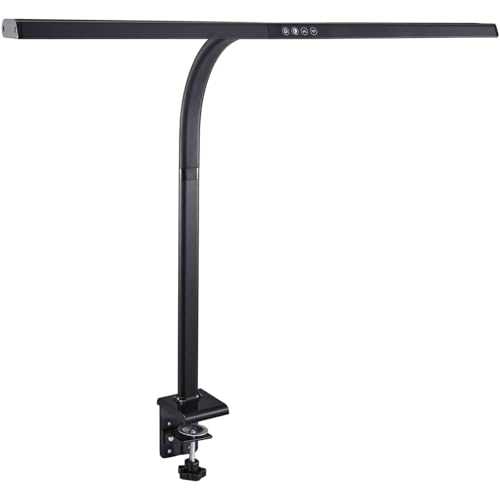 FeinTech Schreibtischlampe klemmbar 80 cm LED dimmbar Screenbar mit extra großer Leuchtfläche für ein schreibtischfüllendes Licht, LTL00321E Schwarz von FeinTech